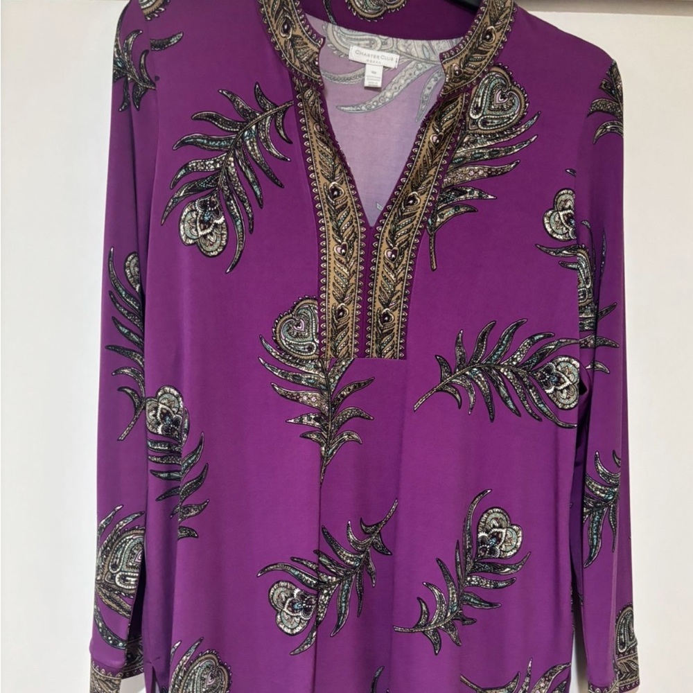 Charter Club Purple Embellished Blouse